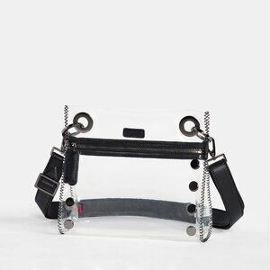 HAMMIT Tony Small Clear Grommet Studded Zip Crossbody Bag.